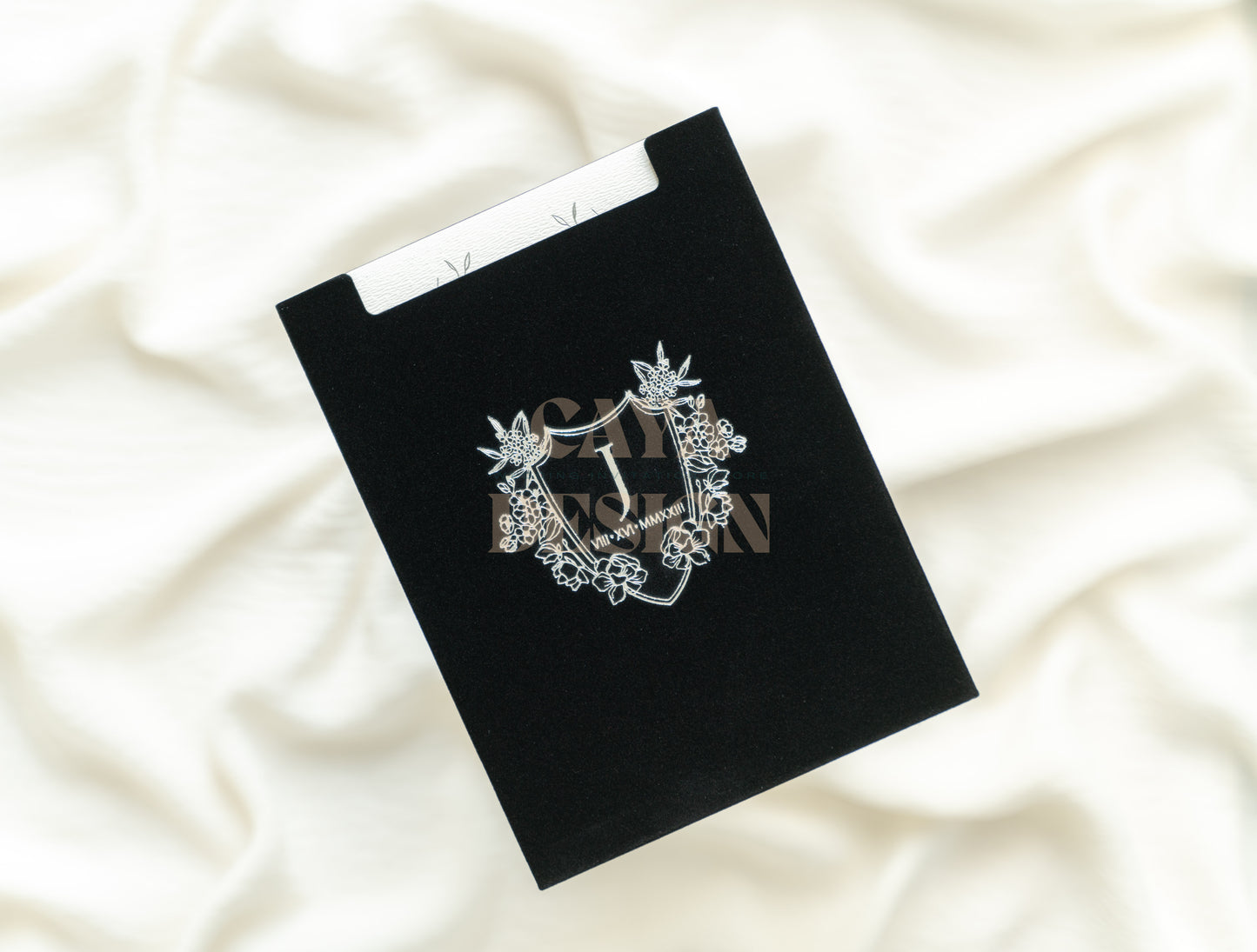 Black Velvet Vertical Wedding Invitation