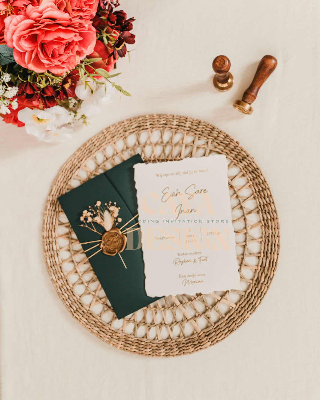 Emerald Paper Half-fold Wedding Invitation