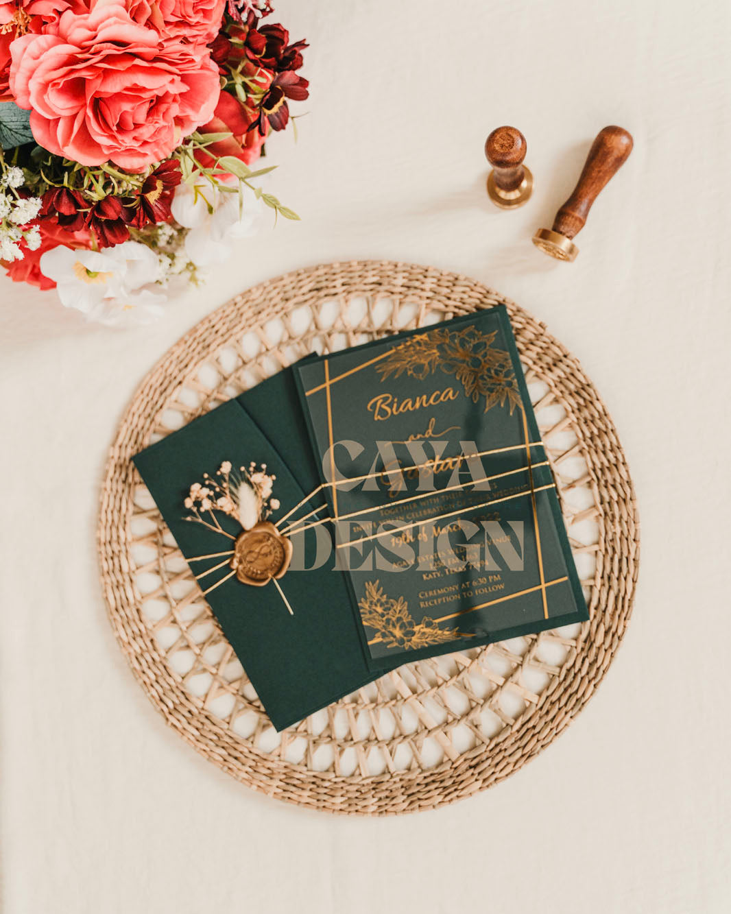 Emerald Paper Half-fold Wedding Invitation