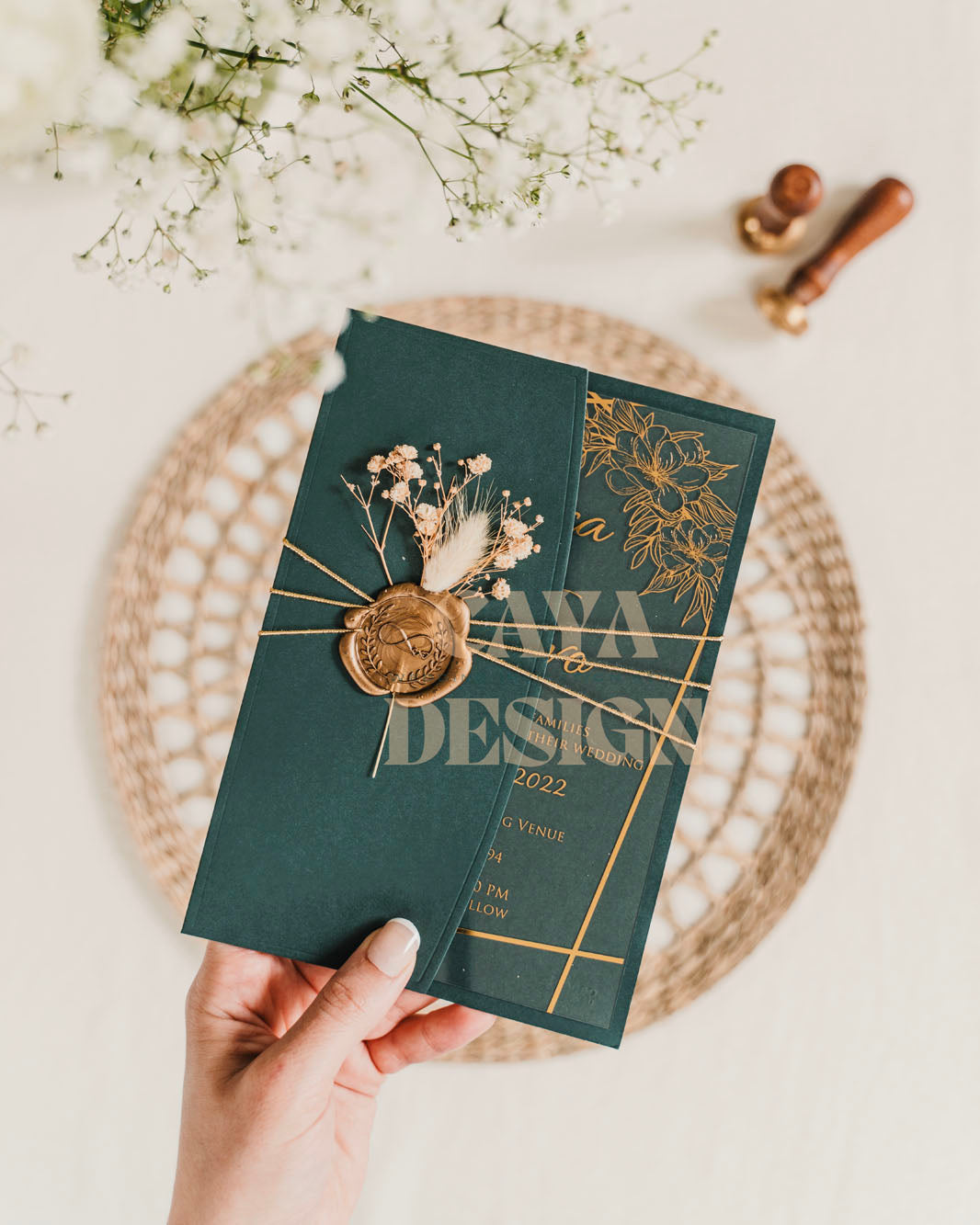 Emerald Paper Half-fold Wedding Invitation