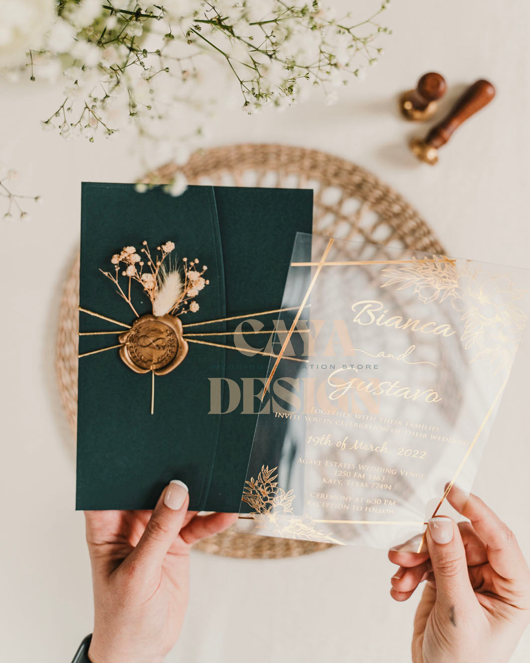 Emerald Paper Half-fold Wedding Invitation