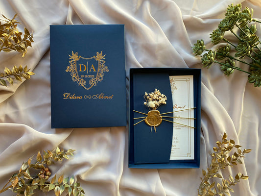 Navy Blue Paper Wedding Box