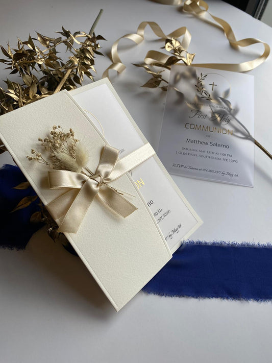 Off-White Paper Half-fold Envelope Wedding Invitation