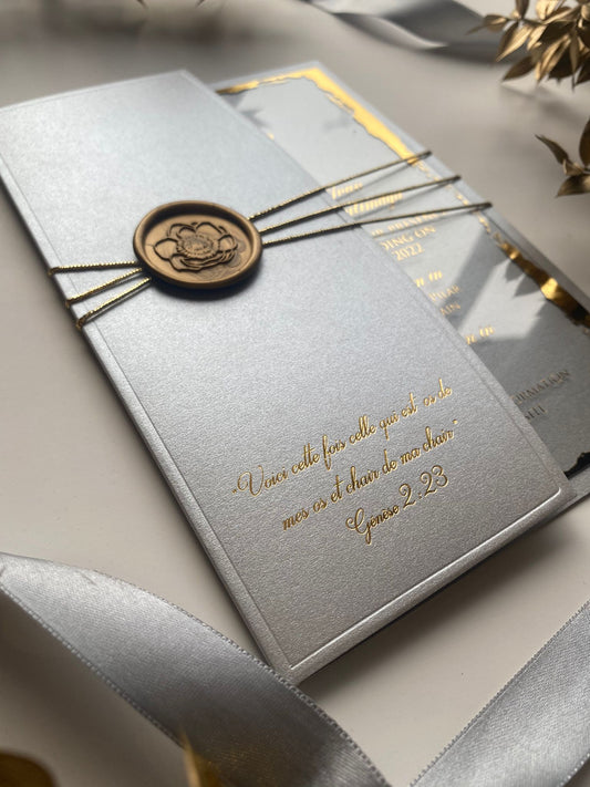 Silver Paper Half-fold Envelope Wedding Invitation