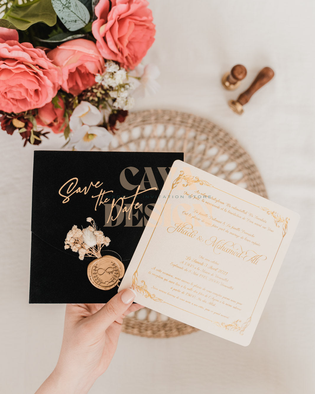 Black Velvet Square Wedding Invitation