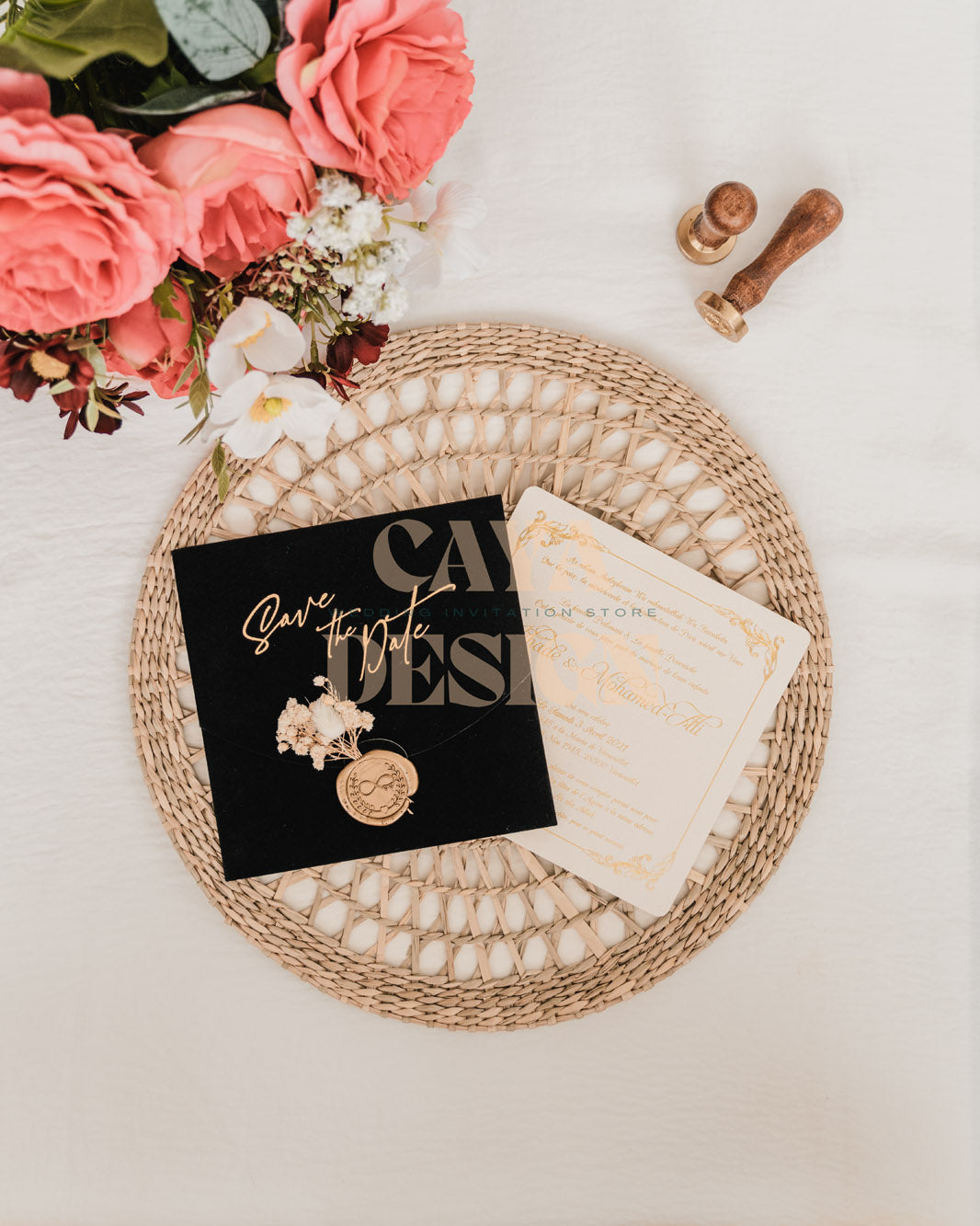 Black Velvet Square Wedding Invitation