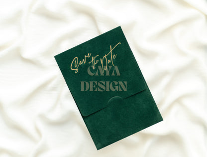 Emerald Velvet Vertical Wedding Invitation