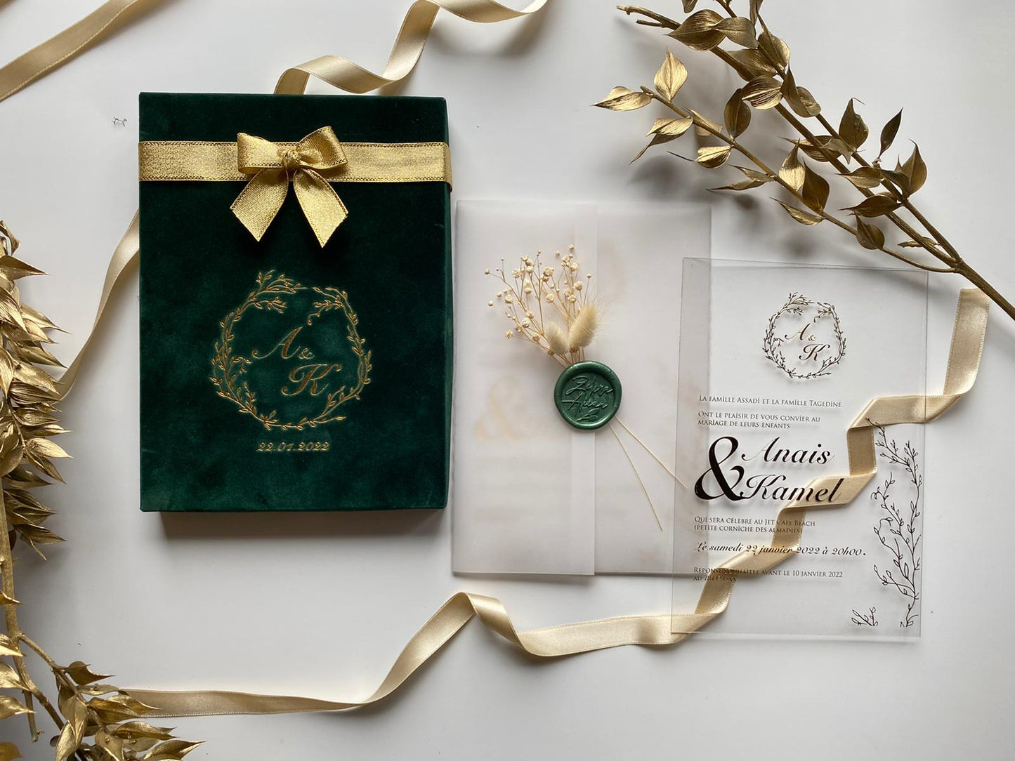 Emerald Velvet Wedding Box