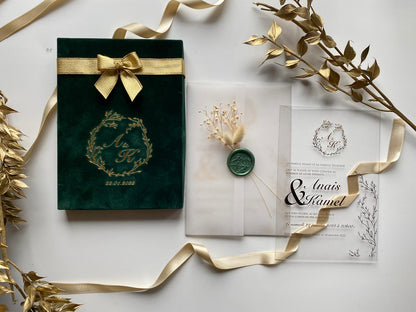 Emerald Velvet Wedding Box