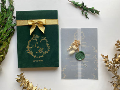 Emerald Velvet Wedding Box