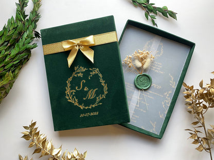 Emerald Velvet Wedding Box