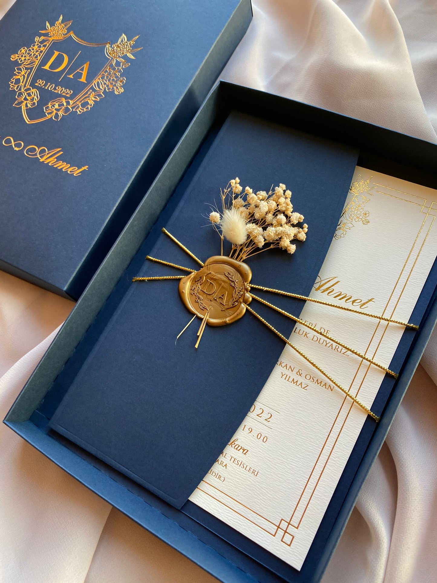 Navy Blue Paper Wedding Box