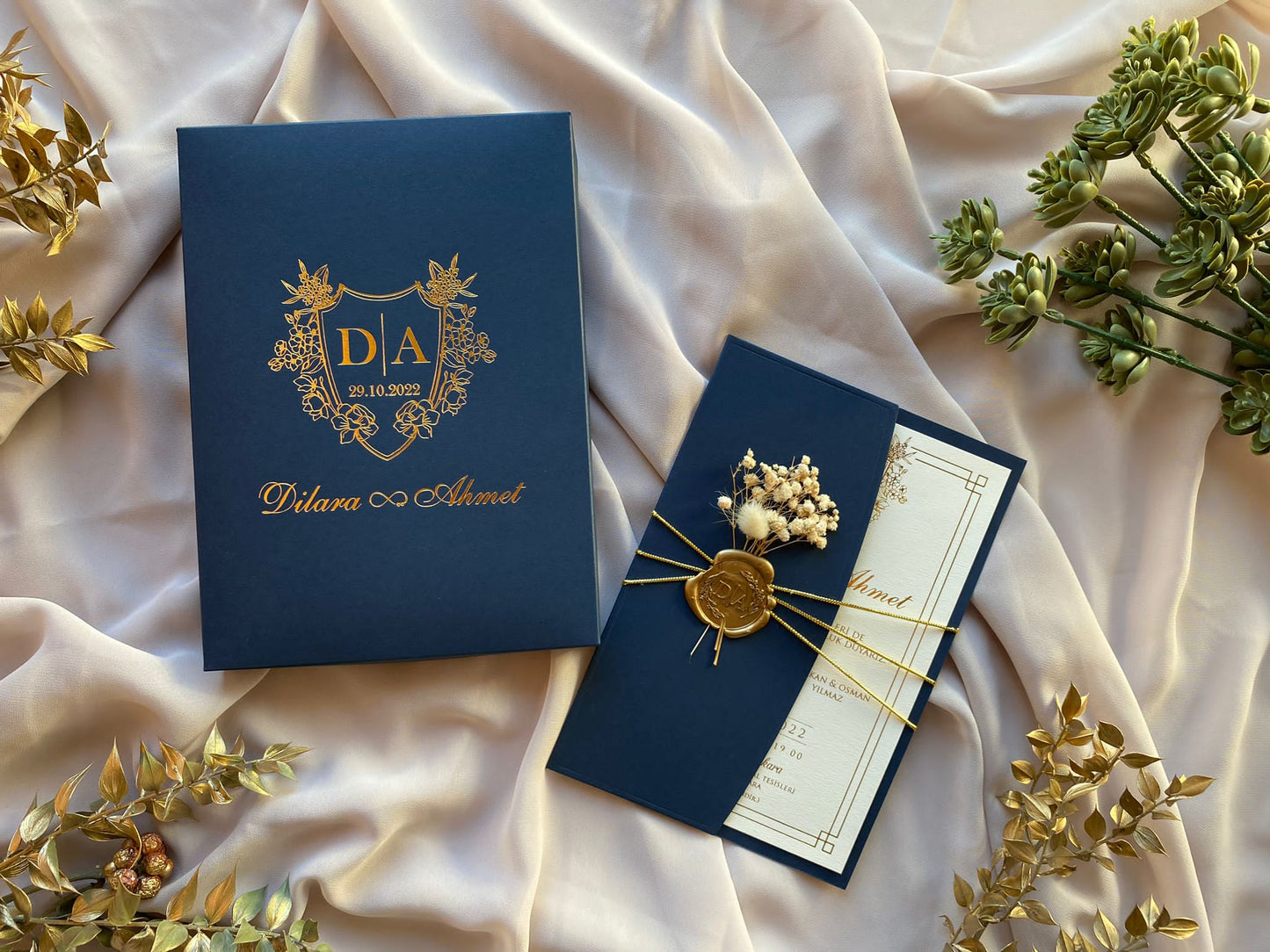 Navy Blue Paper Wedding Box