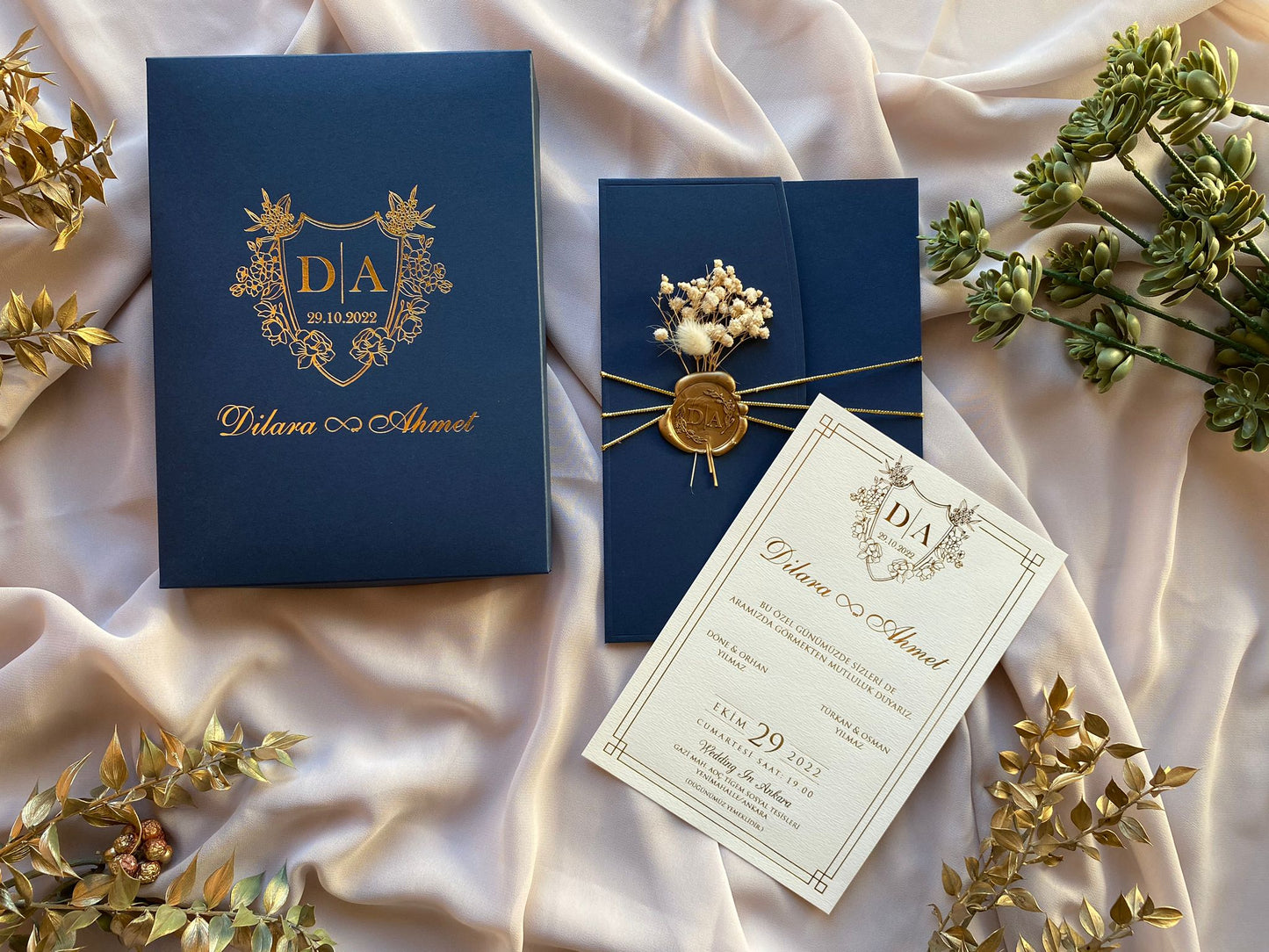 Navy Blue Paper Wedding Box