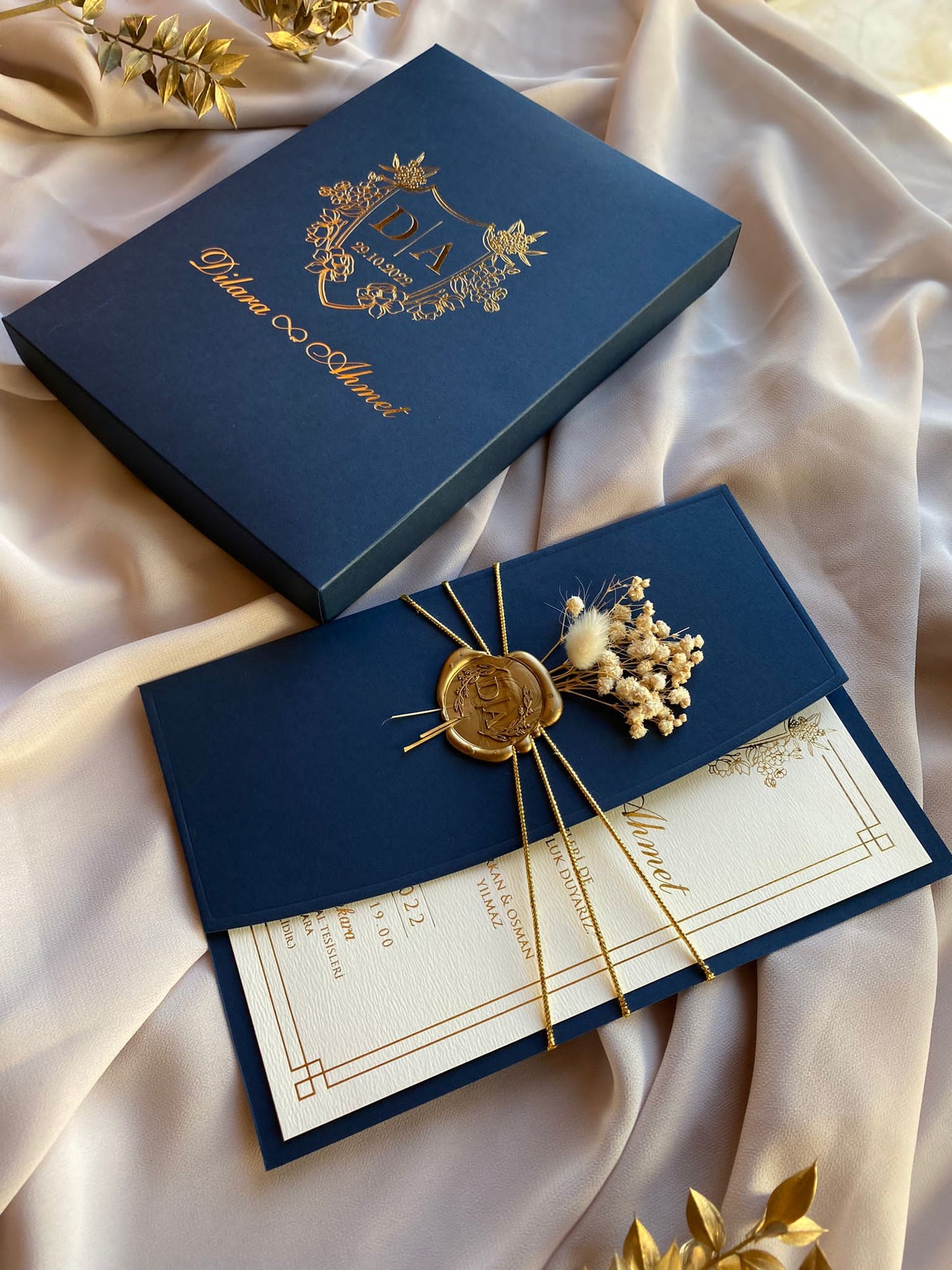 Navy Blue Paper Wedding Box