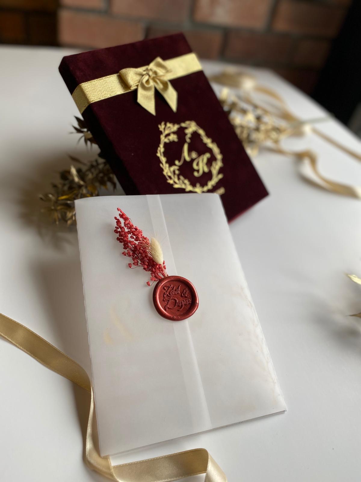 Burgundy Velvet Wedding Box