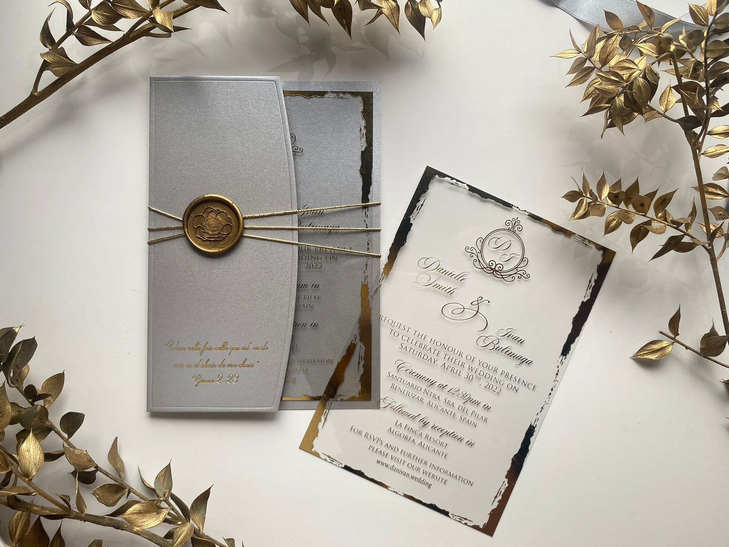 Silver Paper Half-fold Envelope Wedding Invitation